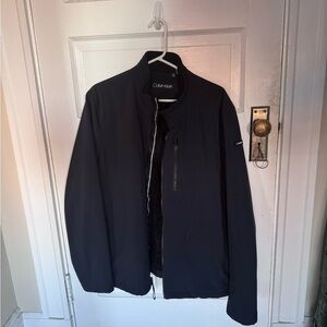 Calvin Klein Men's Navy Blue Windbreaker with Fur Lining